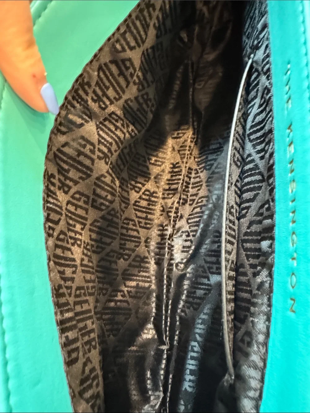 Kurt Geiger Turquoise Quilted Shoulder Bag with Gold Chain